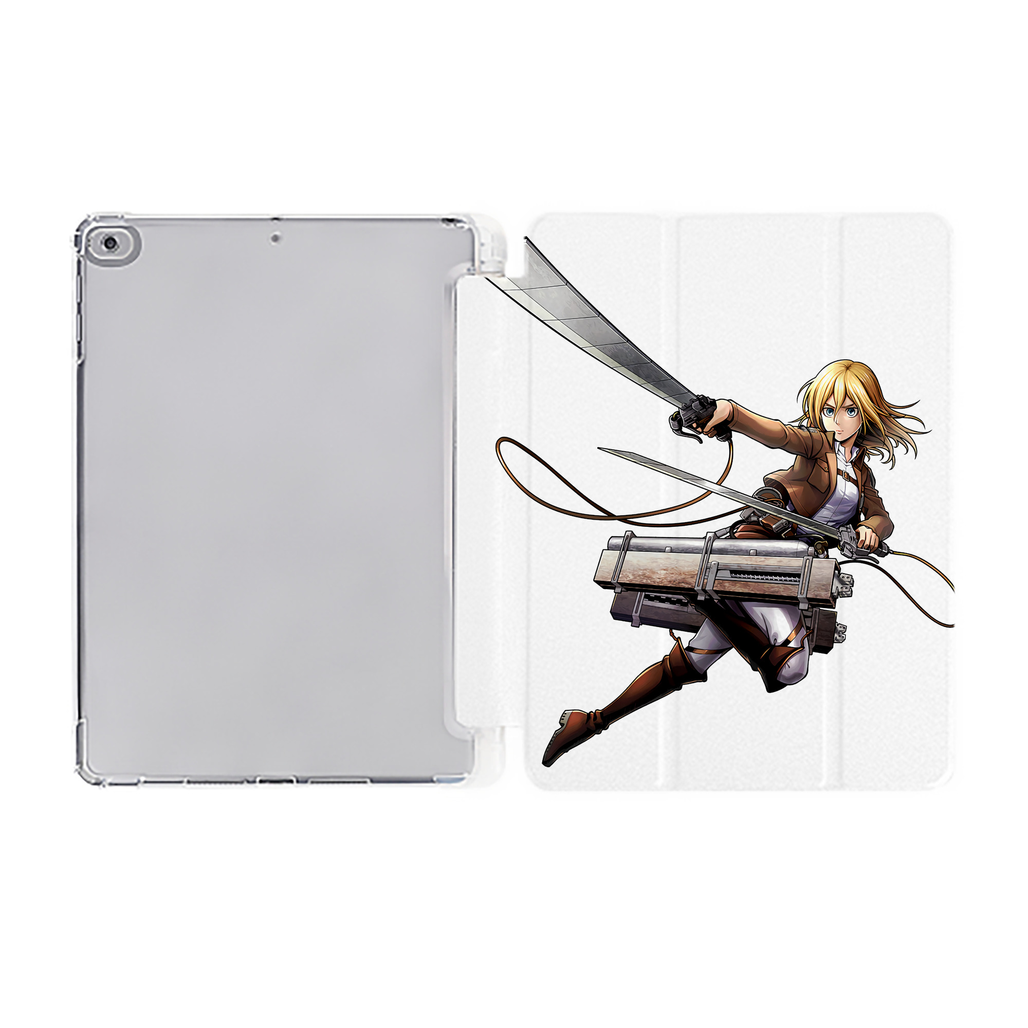 （画像用） 進撃の巨人 クリスタ·レンズ Attack on Titan Christa Lenz IPad ケース ペン収納付き 三つ折りスタンド PUレザー×シリコン 対応機種9.5/10.5/10.9インチ